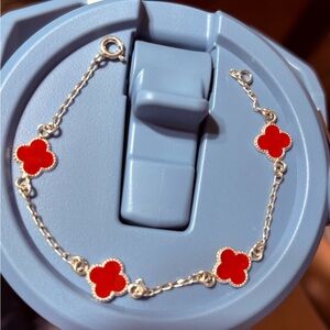 Elegant Red Clover Bracelet